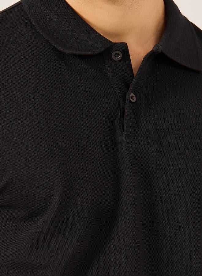 Styli Solid Short Sleeve Pique Relaxed Fit Polo - Image 3